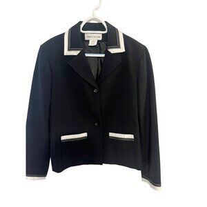 Adolfo Studio Black White Womens Blazer Jacket Size 8